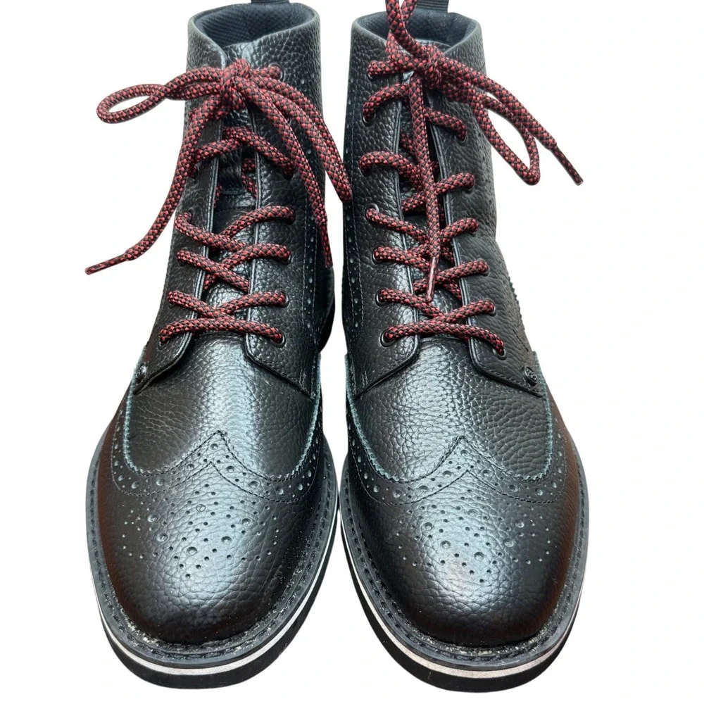 G/FORE Mens Gallivanter Onyx Pebble Leather Wingtip Golf Boots G4MA23EF05 10.5